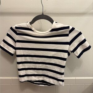 Zara Kids Navy and White Striped Tee